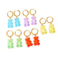 Cute 18K Gold Stainless Steel Earrings for Girls Vintage Style Acrylic Colorful Bear Drop for Daily Outfits