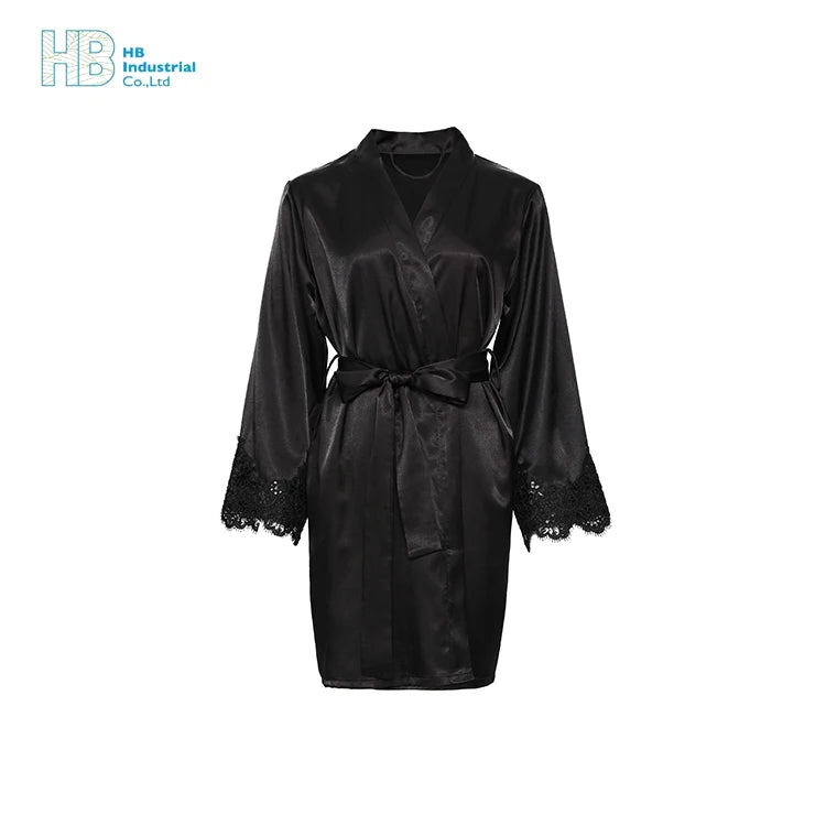 Solid Women Sleepwear Plus Size Wedding Evening Dress Lace Bride Bridesmaid Designer Satin Robe