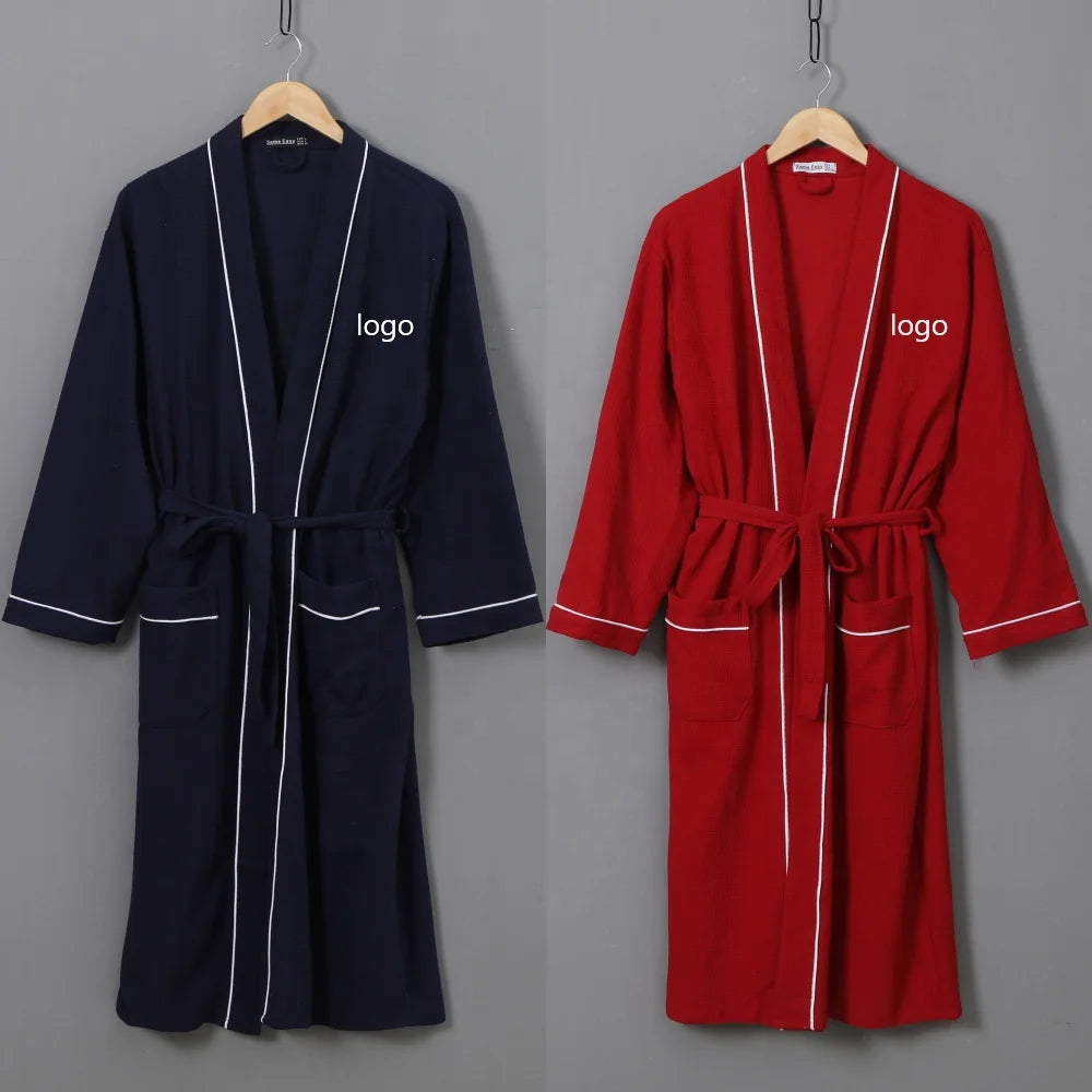 Custom Luxury Women 100% Cotton Waffle Bath Robe Unisex Adult Bathrobe Sleepwear for Hotel Spa