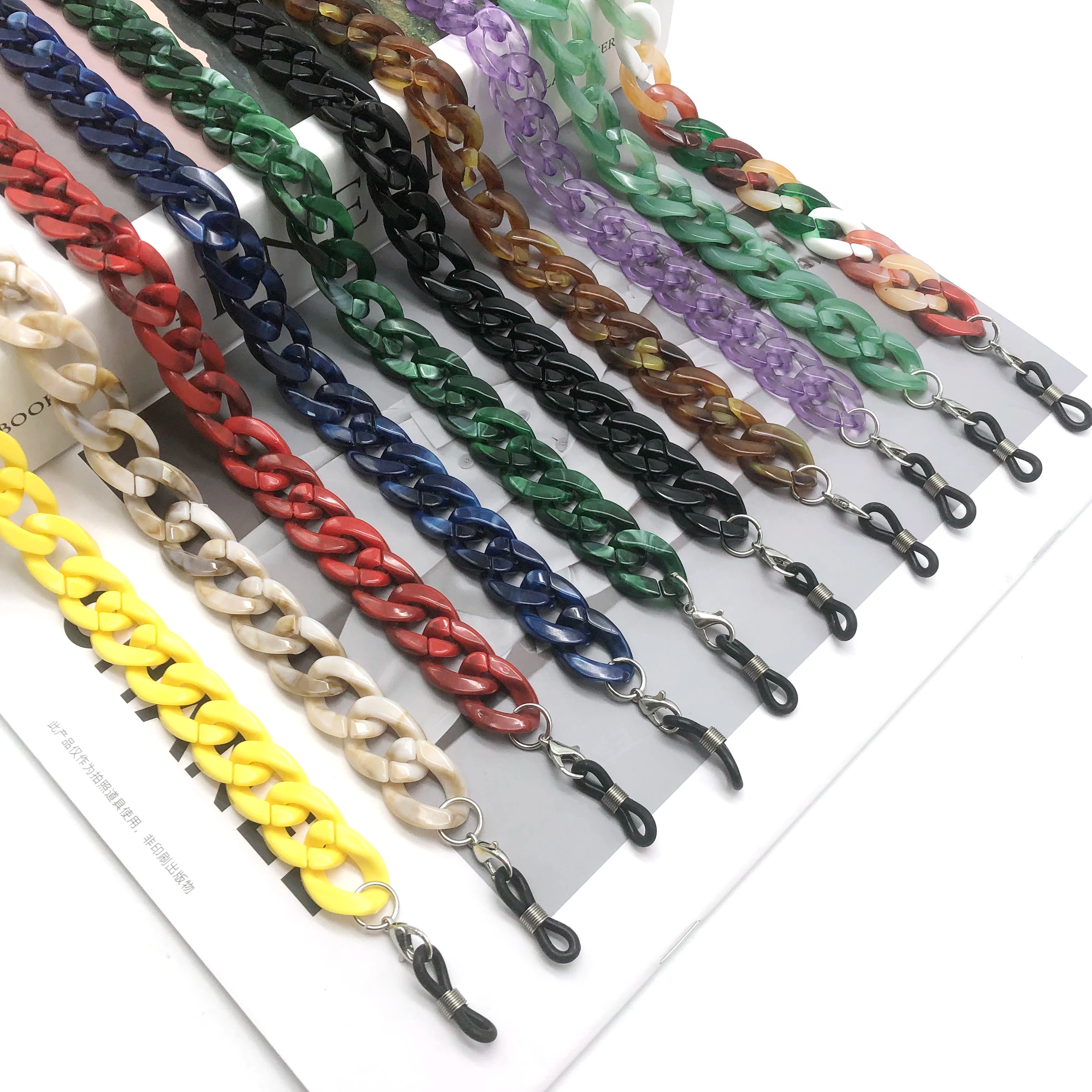 Trendy Design Eyewear Holder Fashion Acrylic Glasses Chain Anti-Slip Multi Color Necklace Chain for Sunglasses