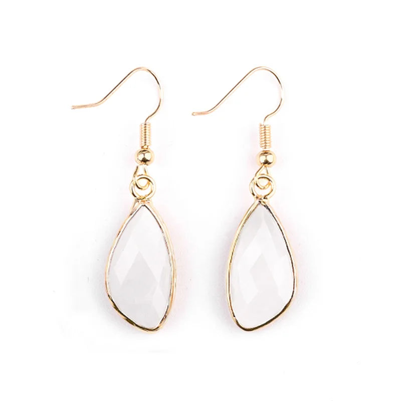 Latest Hot Sale Women Natural White Jade Earrings Healing Gemstone Earrings Jewelry Gift for Mom