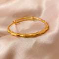 Brass Push-Pull Bamboo  Women Temperament Minimalist Adjustable Bangle