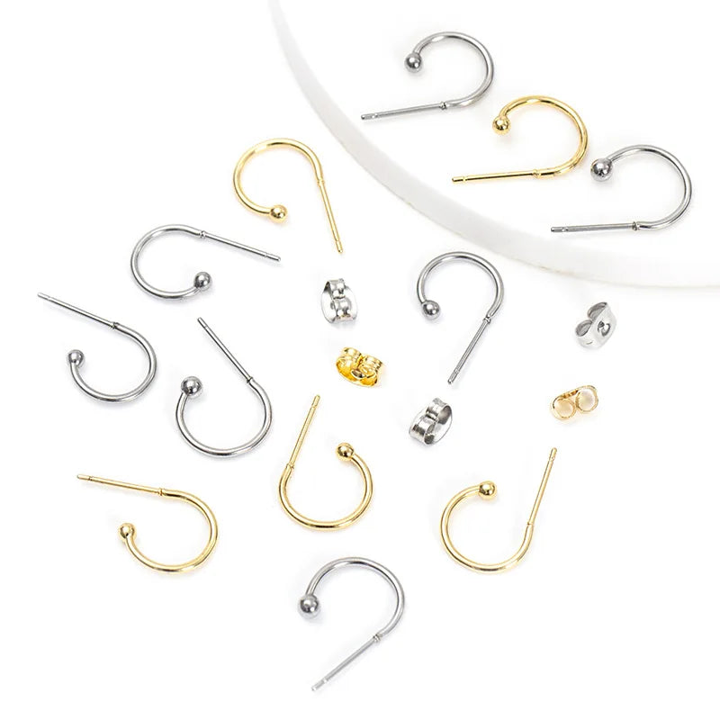 Stainless Steel C Shape Ear Hook Earring Accessories Earwire for Jewelry Making DIY Handmade French Earring Findings