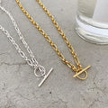 VIANRLA 925 Sterling Silver Chain Necklace Minimalist Gold Necklace Chain Toggle Clasp Link Chain Necklace