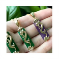 Jialin Jewelry 2021ins Chinese Wholesale Green Real Stone Agate Men or Women Green Jade Dragon Necklace Gold