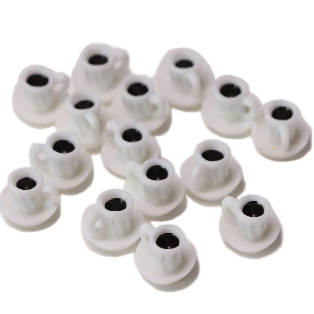 3D Resin Coffee Cup Miniatures White Drink Cup 100pcs Doll House Kitchen Gifts Mini Toys Jewelry DIY Craft
