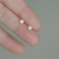 SP Korean Fashion High Quality Diamond Flower Earrings S925 Sterling Silver Made 14K Real Gold Plated Stud Earring