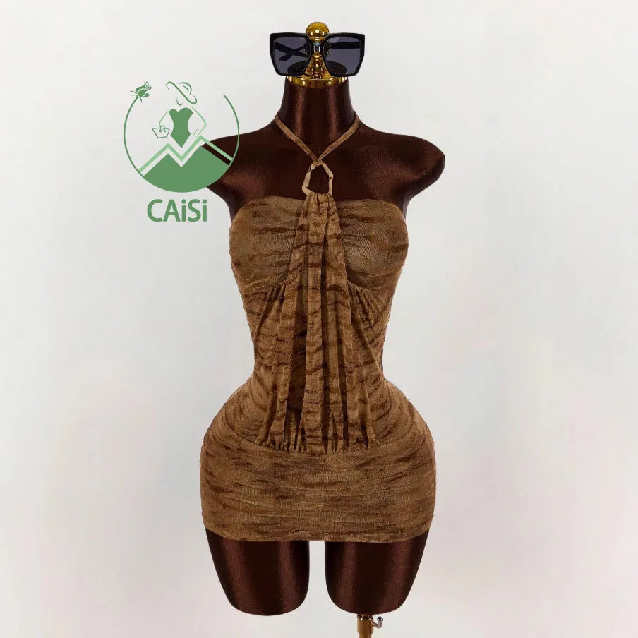 Fashion Halter Retro Short Dress Sexy Backless Sleeveless Designer Halter Dresses for Women