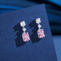 Rinntin LZE32 925 Sterling Silver Topaz 5A Pink Zircon Drop Earrings for Women Luxury Wedding Fine Jewelry Gift