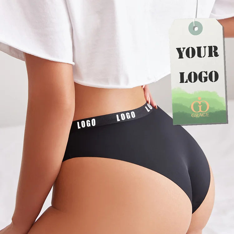 Custom Logo Letter Print Female Laser Cut No Show Seamless Briefs Underwear Ladies Women Seamless Panties