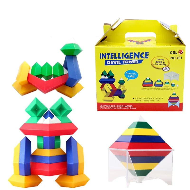 3D Plastic Puzzle Diamond Speed Cube Creative Education Intelligence Devil Magic Tower Kids Toys