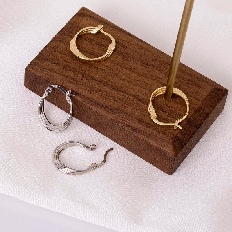 Hot Sale 925 Sterling Silver Women Earring Jewelry Gold Plated Twisted Hoop Earrings