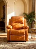 Orange Fabric Traditional Design Manual Recliner Chair One Seat Wood Frame Rotating Tilting Furniture Wholesalers Living MegaBDM