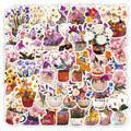 54Pcs Hand Drawn Flower Pot Cup Graffiti Stickers for Bottle Book Decor Vase Potted Plant Sticker