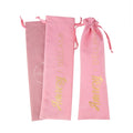 Custom Logo 13x45cm Pink Velvet Folding Fan Gift Bags Drawstring Bamboo Flute Pouches