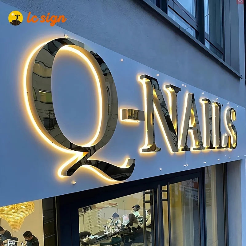Illuminated Halo Lit Channel Letters Modern Business Backlit Channel Letters