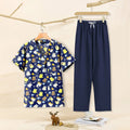In Stock T62030 Scrubs With Tooth Print Casual 2piece Ruffle Pants Suit for Women Nurse Uniform Fabric