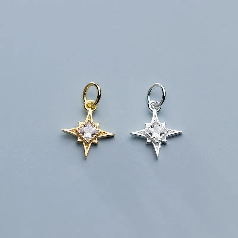 Hot Sales 925 Sterling Silver Zircon Gold Plated Lucky Sparkling Star Pendants & Charms for Fashion Jewelry Making