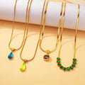 Wholesale Stainless Steel Choker Ladies Necklace Snake Bone Chain Crystal Gold Plated Stone Fashion Pendant and Charms Jewellery