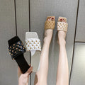 Big Size Rivet Punk Women Flat Sandals slippers 2121
