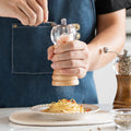 Original Manufacturer Manual Glass Bottles Dry Spice Grinder Mill Wood Bamboo Lid Salt and Pepper Grinder Set Kitchen Gadgets