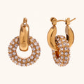 Dingran New Design Micro Zircon Drop Earrings Stainless Steel PVD Gold Plated Donut Shape Earrings