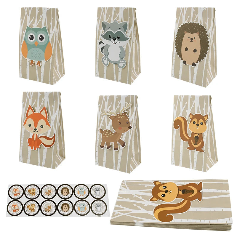 Jungle Theme Party Birthday Party Decorations Kids Safari Paper Gift Bags Candy Bags Box Baby Shower Packing Bag
