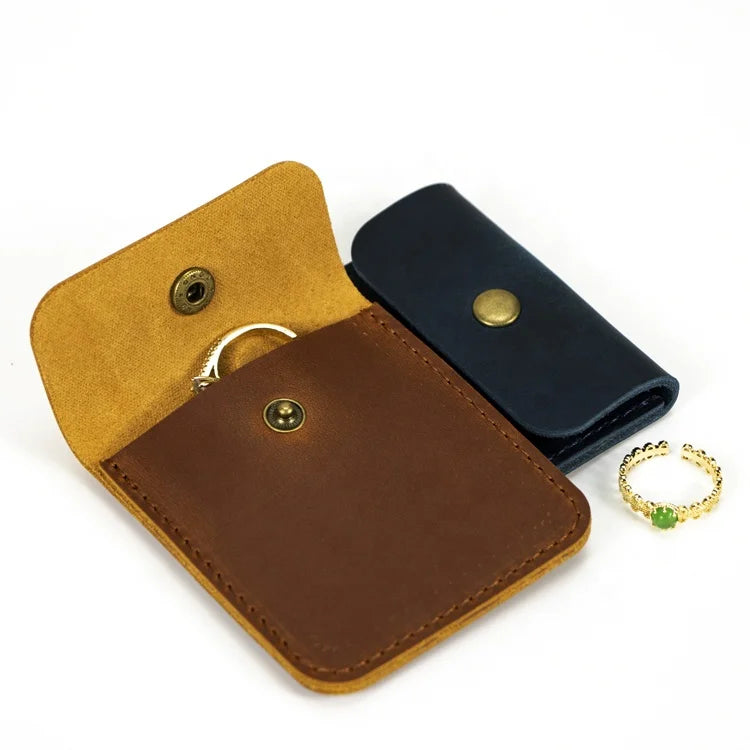 Personalized Custom Logo Leather Jewelry Pouch Luxury Wedding Bridesmaid Gift Jewelry Packaging Bag Leather Pouch With Button