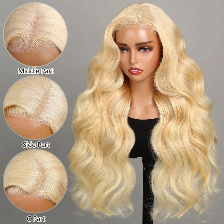 Transparent Lace 26 Inches 613 Blonde Straight Body Wave Human Hair Remy Virgin Wig Lace Front Wigs Virgin Cuticle Aligned Hair MegaBDM