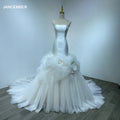 Classic Mermaid Strapless Wedding Dress 3D Flower Luxury Elegant Wedding Dress Wm15