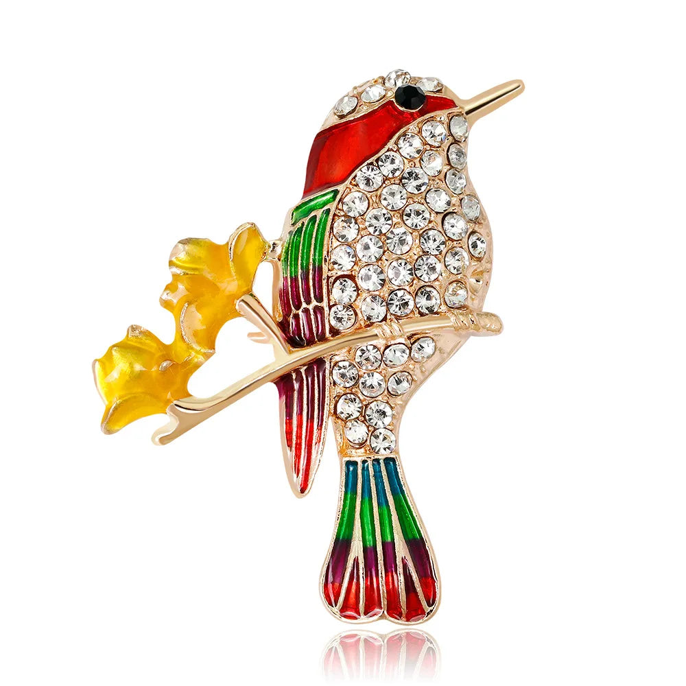 Jachon Hummingbird Pin Brooch Set Fashion Men and Women Elegant Bird Brooch With Rhinestones