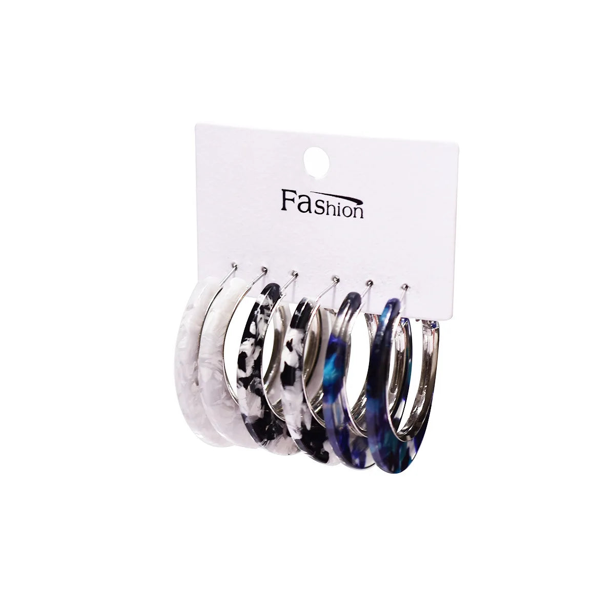 2023 Bohemia Exaggerated Colorful Sweet Cool Girl  Acetic Acid Plate Marble Amber Socialite Party Cc Shaped Large Hoop Earrings