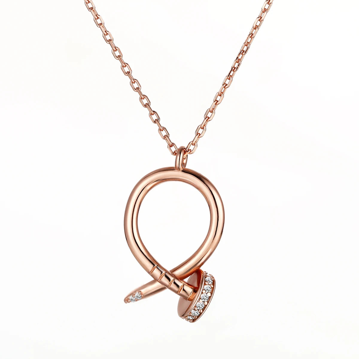 Wholesale Price Classic Elegant Fashion Rose Gold Plated S925 Sterling Silver Cubic Zircon Pendant Jewelry Necklace for Women