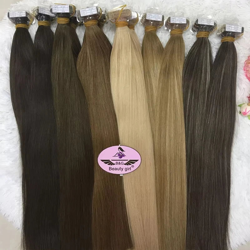 Wholesale Double Drawn Raw Cambodian Remy Hair Cuticle Aligned Tape in Human Hair Extensions 100% Real Hair