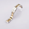 22mm Solid Steel Wrist Watch Band with Middle Gold Finish & Curved End Breathable Feature for Seiko SKX 007