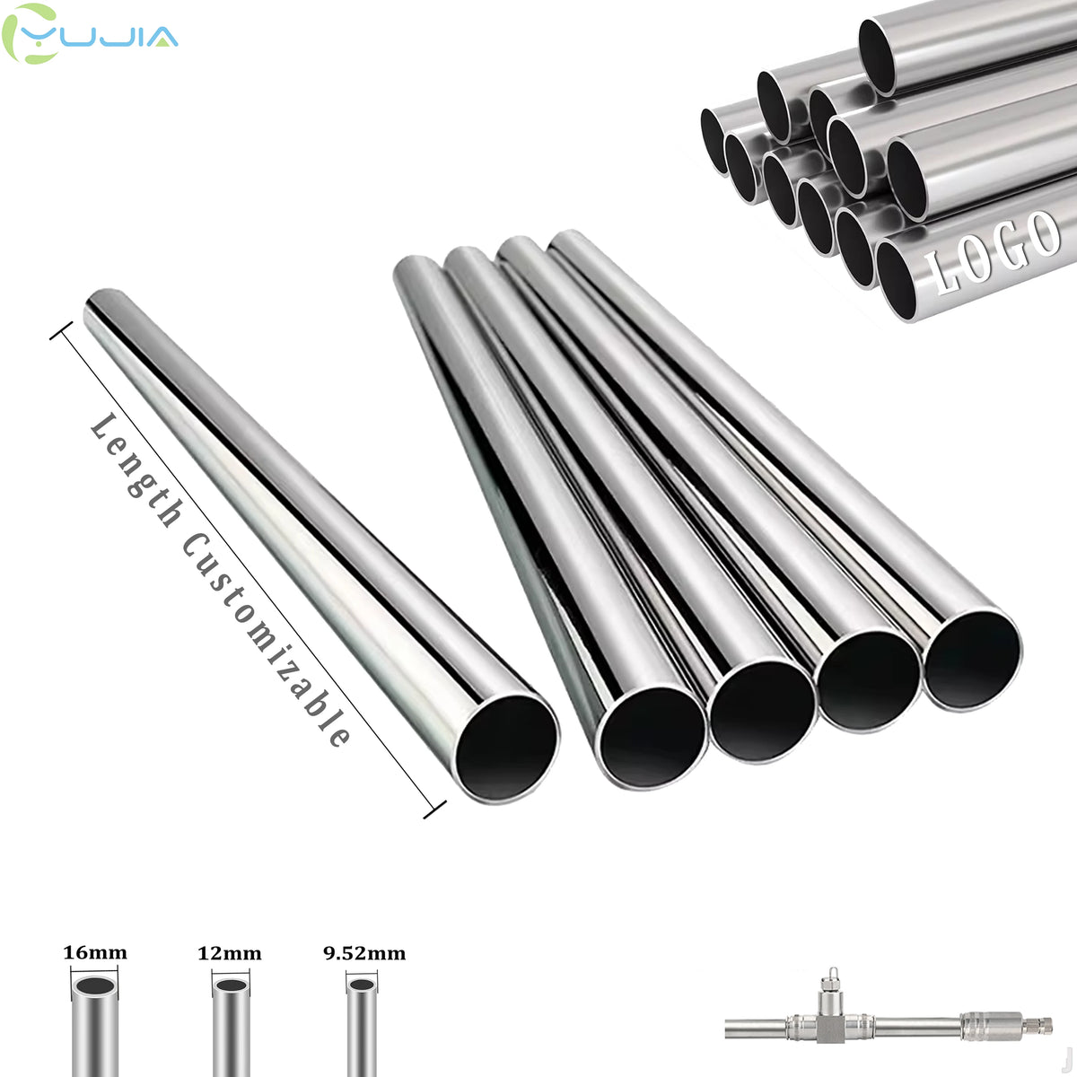 304 Stainless Steel High PressureHigh Pressure Mist Pipe 9.52/12/16mm Straight Tube for Mist Fogging System
