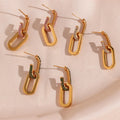 Dreamshow Colorful  Zircon Chain Stud Earring for Women 18K Gold Plated Stainless Steel Earring