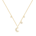 Factory Dropshipping Silver Earrings Jewelry S925 Sterling Silver Necklace Minimalist Zircon Star Moon Clavicle Necklace Women