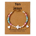 2025 New Year Ladies' Fashion Beaded Bracelet Copper Rice Beads Peach Heart Cross Shell All-Match Sweet Semi-Precious Stones for
