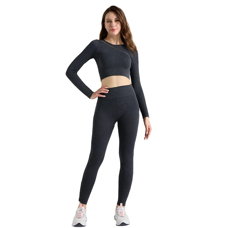 Women's High Waist Yoga Leggings Set for Outdoor Gym Fitness Wear Breathable Anti-static