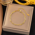 Simple Jewelry 18K Gold Plated Paper Clip Chain Link Bracelet Necklace Stainless Steel Woman Bracelet