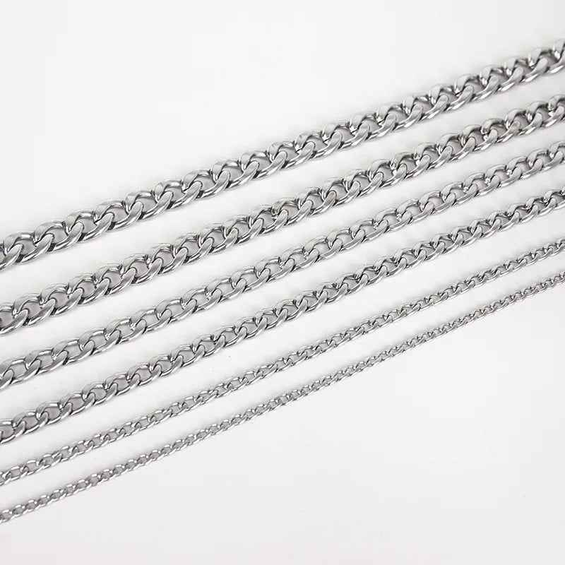 Customized NK Letter Necklace for Men Women Silver Plated Stainless Steel Rolo Chain Link Unisex Hip Hop Style