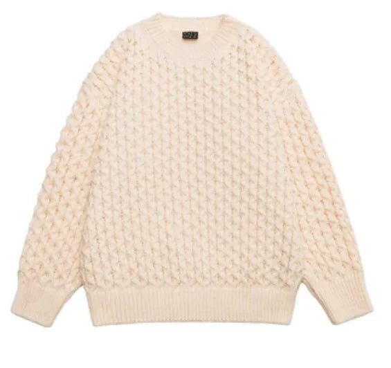 OEM & ODM 2023 Custom Winter Fashionable Design Plain Crew Neck Pullover Cable Knitted Sweater for Men