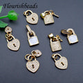 Luxury Gold Plated CZ Paved Small Lock Pendant Charms for DIY Bracelet Necklace Making