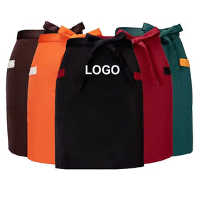 Kitchen Waterproof Half-length Waiter Waitress Apron Custom logo Chef Cooking BBQ Pepper Pocket Cooking Baking Chef Aprons