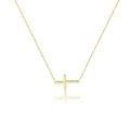 Fashion Minimalist Small Simple Cross Pendant Necklace Jewelry 18k Gold Plated Stainless Steel Cheap Sideways Cross Necklace
