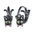 925 Sterling Silver Lovely Black Cat Ear Buckles Cute Animal Hoop Earrings Plated Black Gold for Women Fashion Jewelry BSE798