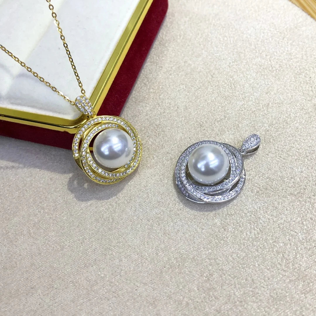 P1553 11-12mm DIY Natural  Freshwater Pearl Charm Pendant Necklace Accessory 925 Sterling Silver Jewelry for Women Without Chain