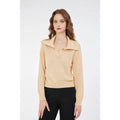 Wholesale Women's Long Sleeve Pointelle Knit Polo Knitwear Vintage Style V-Neck Hollow Out Pullover Top for Spring Autumn