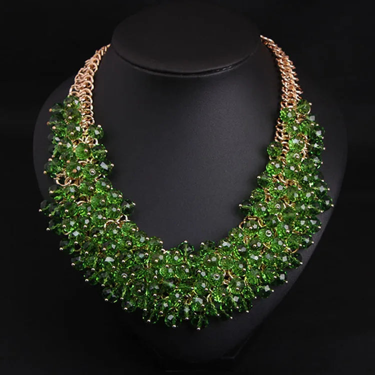 Factory Wholesale American Chunky Multi Beaded Choker Short Necklace Fashion Handmade Crystal Beading Necklace for Women